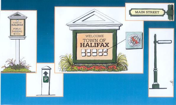 artist's rendering of streetscape signs